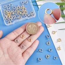 Khóa cài hạt cườm dạng lò xo mạ vàng 14k và mạ bạc, có vòng nối hở, dùng để làm đồ trang sức. - Nhiều màu - Xem 7