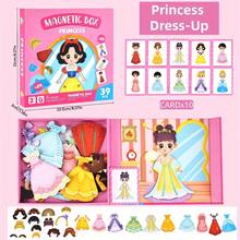 Princess Magnetic Dress Up Puzzle Toy, 39 Pcs Magnetic Box Pretend Play Set For Girls, Educational Kids Gift For Birthday Christmas - Pink - View 3