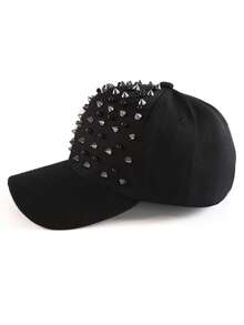 Punk Metal Rivet Baseball Cap Unisex Hip-Hop Sun Hat Versatile Streetwear Snapback - Black - View 9