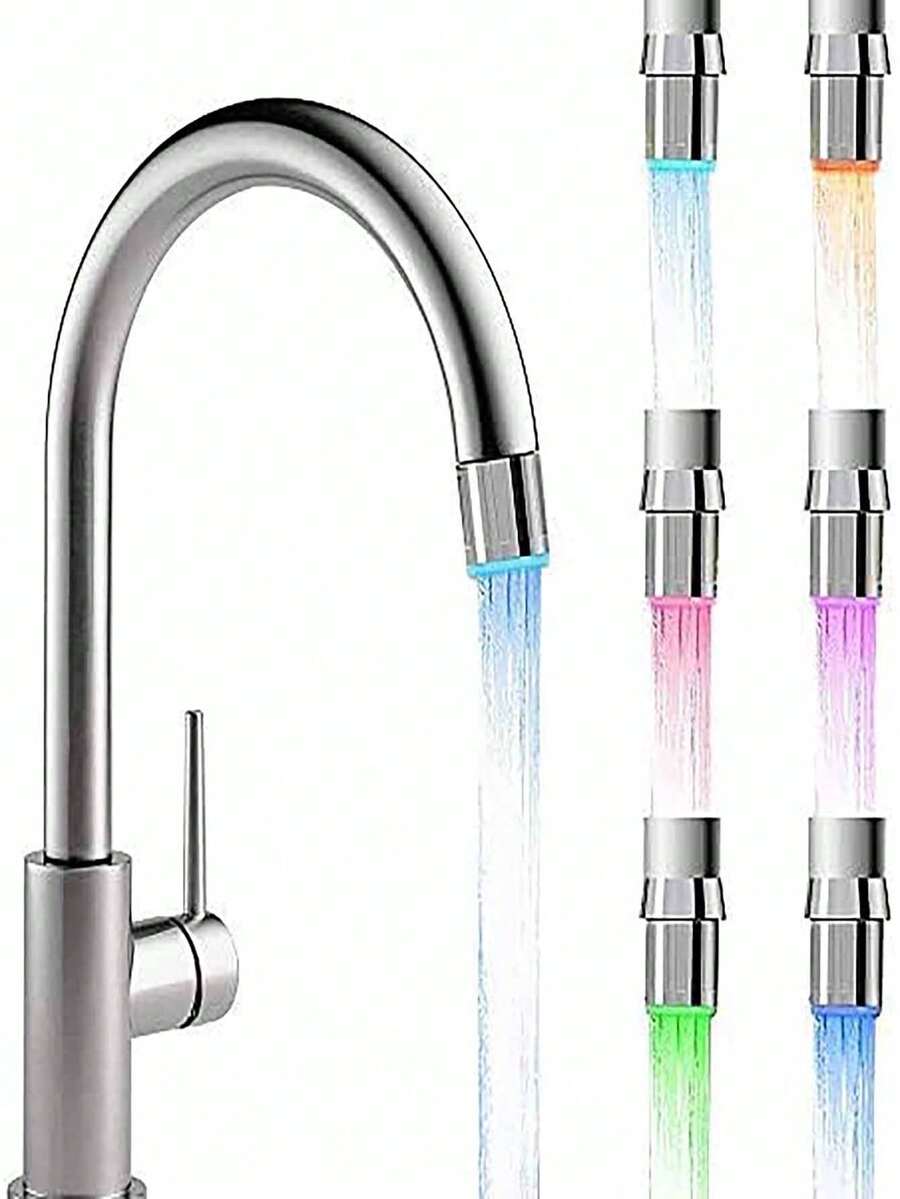 3件套LED七彩发光水龙头厨房浴室发光节水水龙头起泡器水龙头喷嘴淋浴厨房 - 3pcs水龍頭燈 - 查看 1