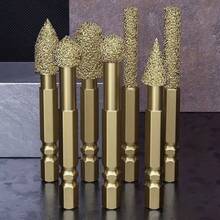 6件套六角形水钻锉刀头，碳化钨旋转锉刀，锋利，适用于研磨铸铁、不锈钢、陶瓷、石材，以及钻孔和抛光，兼容电钻和电链锯。 - 金色 - 查看 3