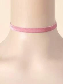 1 pieza Gargantilla de terciopelo rosa de moda - Rosa - Ver 2