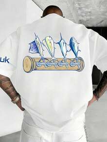 HUK Men's Fishing Shirt, Everyday Y2K Style Clothing, For Fishing Enthusiasts, Streetwear, Summer Men's Clothing, Pure Cotton Printed T-Shirt - White - View 2
