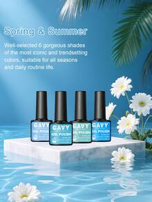 GAVY-9PCS/SET 天蓝色美甲凝胶套装，UV/LED固化，7ml浓稠质地，新款小黑瓶，女生美甲美足必备套装 - 彩色 - 查看 5