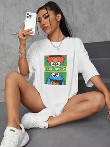 Graphic Tees Women Fifth Sun Sesame Men's Everything I Know I Learned On The Streets Short Sleeve Crew Tee Men's Summer Casual 180g Pure Cotton T-Shirt Patterned Printed Short Sleeved Top T-Shirt - 白色2 - 查看 2