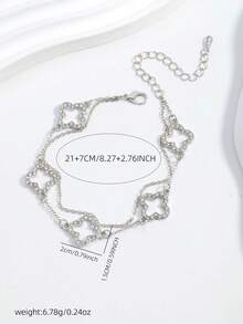 Vòng chân hình cỏ bốn lá mới dành cho nữ, quà tặng cho bạn bè. - Bạc - Xem 2