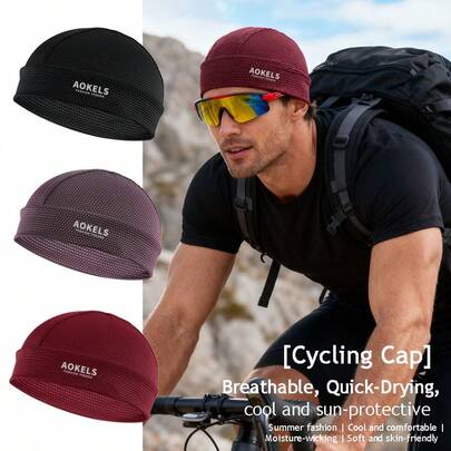 1pc AOKELS Elastic Breathable Quick-Dry Running & Hiking Cap, Made Of High-Quality Polyester Fabric, Highly Elastic & Comfortable, Soft & Skin-Friendly, Lightweight & Fitted, Suitable For Various Sports Activities