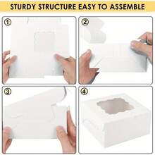 40pcs Bakery Boxes, 4x4x2.64 Inches Cookie Box With Window, White Treat Containers For Small Pie, Chocolate Covered Strawberries, Cupcake And Easter Pastry - White - View 7