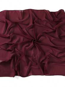 1pc Bandana Women's Solid Color Printed Square Scarf Silk Scarf Headscarf Wrap Decoration Silk Scarf Suitable For Daily Use - Burgundy - View 2