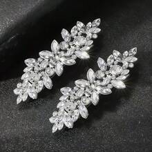 1 pièce/2 pièces Clips à cheveux avec fleurs en strass, accessoires de cheveux élégants de style princesse pour mariée, demoiselle d'honneur, mariage. Convient pour chignon, rendez-vous, fête, mariage, été, vacances, voyage - Multicolore - Voir 4