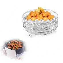 3/2/1 Pcs Air Fryer Rack Accessories, Multi-Layer Air Fryer Rack Set, Stainless Steel Stackable Bacon Air Fryer Accessories, Baking Basket, Toaster Rack, Cooking Rack, Suitable For Home Kitchen Baking And Cooking - Air Fryer Grill Rack - View 6