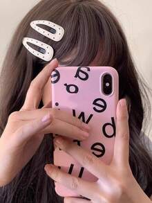 2件套女士时尚黑白波点皮革发夹套装，优雅简约发爪夹，适合日常佩戴、送礼及上学使用。 - 多色 - 查看 1