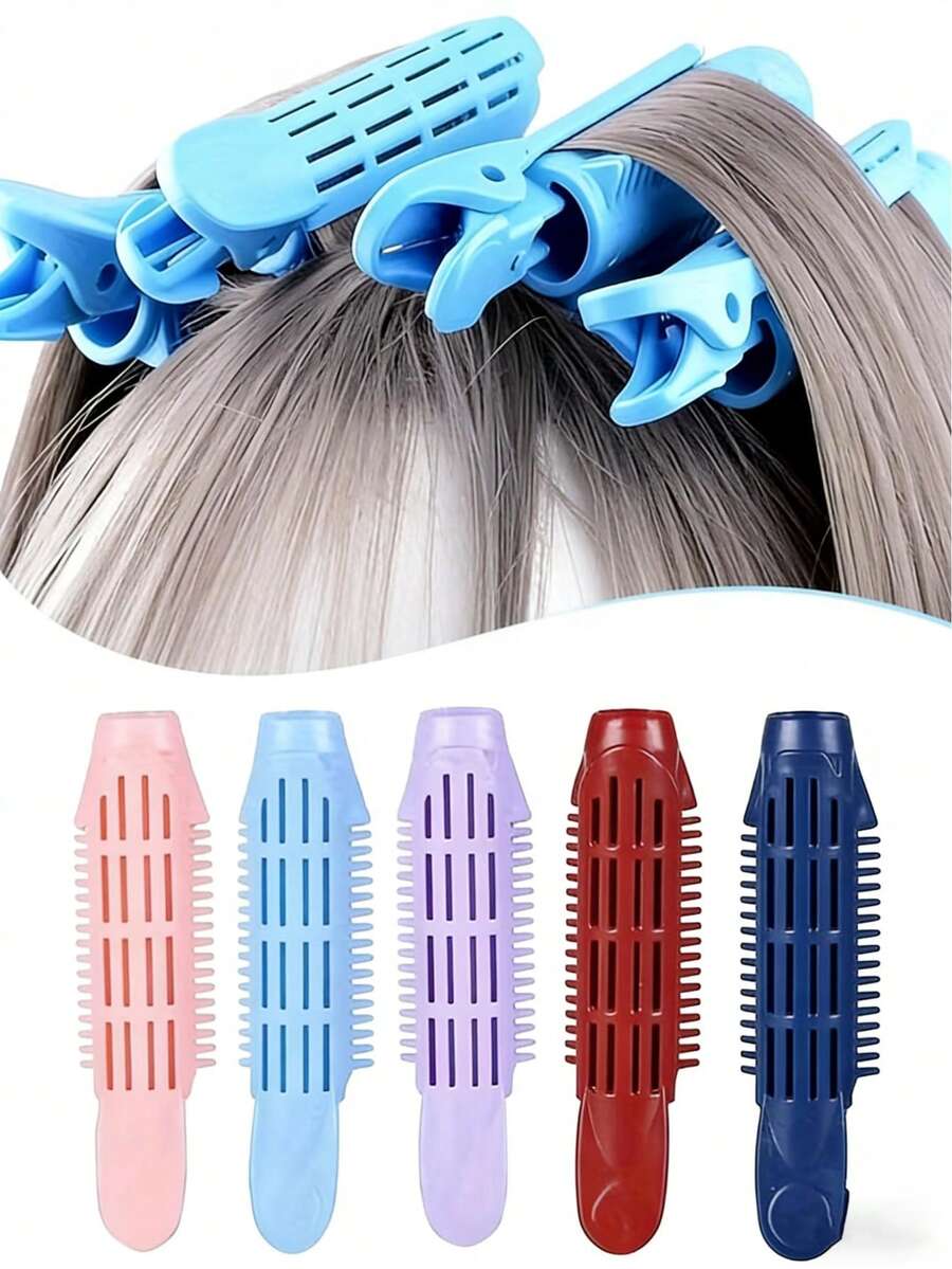 5 Sets Of Fluffy Hair Root Curling Clips - Self-Activating Hairstyle Tools That Instantly Create Bangs And DIY Curls For Ladies