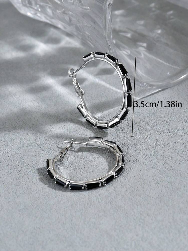 一对奢华夸张锆石耳环，时尚优雅百搭的珠宝，适合派对、宴会、婚礼和商务聚会等场合佩戴。 - 鋯石耳圈 - 查看 7