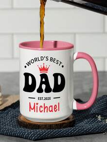 1pc 15oz The World's Best Dad Coffee Mug, A Unique Gift For Father's Day. It's A Personalized Customized Coffee Mug And Water Cup. You Can Customize The Text On It. It Expresses Your Gratitude To Your Dad And Also Serves As A Wonderful Birthday Gift For Him. - Style 1 - View 6
