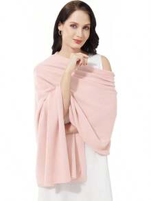 Soft Cashmere Blend Wrap Scarf For Travel, Extra Large 87"X28" - 粉撲粉紅色 - 查看 1