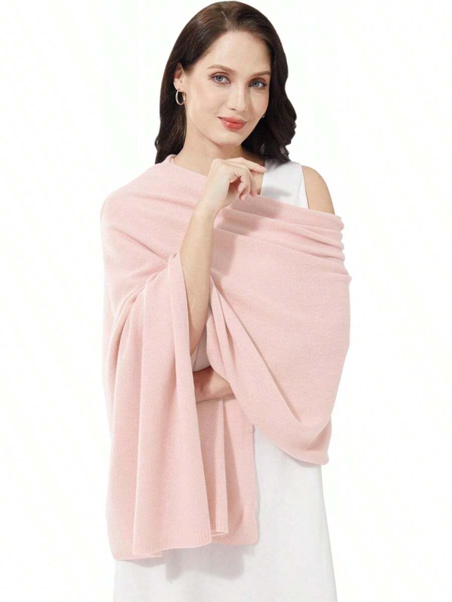 Soft Cashmere Blend Wrap Scarf For Travel, Extra Large 87"X28" - 粉撲粉紅色 - 查看 1
