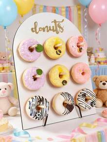 1/2Set Wooden Donut Display Stand, 26*35cm/32*40cm Donut Holder Board For 9/16 Donuts, Baby Shower Decor, Gender Reveal Party Decor, 1st Birthday Party Decor, Wedding Decor, Bridal Shower Decor, DIY Candy Bar Display, Dessert Cake Holder, Event Celebrations Decor, Party Food Placement Rack, Candy Display Rack, Kitchen Dining Room Table Decorations, Holiday Party Supplies, Anniversaries Tabletop Decor, Party Favors - White - View 3