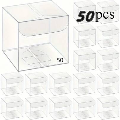 25/50/100 stuks transparante plastic geschenkdozen - Duurzaam PVC-materiaal, geschikt voor bruiloften, feesten, macarons - Modieuze en duurzame feestdecoraties, huwelijksgeschenkdozen, geschenkverpakkingen, cadeauverpakkingen
