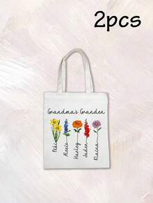 Túi tote vải canvas in hoa theo tên và tháng sinh, kiểu dáng vườn hoa, thích hợp mang theo hàng ngày khi đi mua sắm, đi làm, du lịch và đựng đồ dùng thiết yếu, quà tặng túi tote hoa cá nhân hóa cho Ngày của Mẹ, sinh nhật hoặc kỷ niệm, túi đeo vai tái sử dụng thời trang, túi tote in hoa theo tên tùy chỉnh, túi đựng đồ bằng vải canvas có thể tùy chỉnh. - Nhiều màu - Xem 14