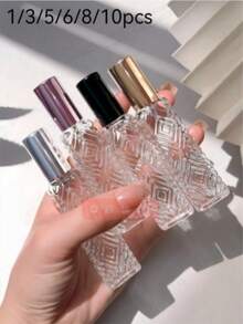 1/3pcs 12ml Refillable Aluminum Sprayer Glass Bottle, Diamond Pattern Mini Perfume Atomizer, Travel Cologne Spray Pump Bottle, Suitable For Room, Bedroom, Daily Use, Perfume, Glass Container, Perfume Sprayer, Refillable Container, Glass Bottle - Multicolor - View 22