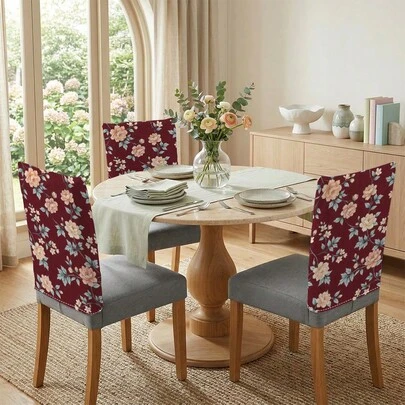Bộ 2/4/6 tấm bọc ghế in họa tiết hoa, thích hợp trang trí phòng khách, phòng ăn, tiệc tùng và bàn ăn gia đình.