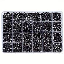 1200pcs/Box With 24 Compartments, Includes A-Z Gold Acrylic Beads, Black With White Letter Beads, Acrylic Letter Beads, Mixed 100/500pcs Bag, Loose Beads - DIY Fashion Bracelet And Necklace Craft Kit - Multicolor - View 4