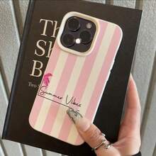 Diseño de letra con rayas y palmera rosa, adecuado como regalo de cumpleaños y Navidad para parejas, novias, hijas, adolescentes - Blanco antiguo - Ver 1