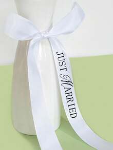 5/1pc Wedding Decoration Ribbon Set, Bride & Bridesmaid Decorative Ribbons, White & Champagne Wine Glass Ribbons, Wedding Table Decor, "Just Married" Wedding Ribbon, Polyester Champagne Bottle Ribbons, Suitable For Wedding Favors, Bachelorette Party, Bridal Shower, Anniversary, Wrist Decor, DIY Bow Decoration - Multicolor - View 8