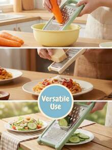 1件装多功能三合一蔬菜削皮器，快速削皮切片，易于清洁且耐刮擦，适用于厨房中多种食材加工，例如将蔬菜和水果切丝、切片、研磨成泥。 - 彩色 - 查看 9