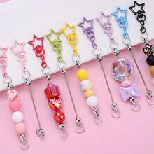 15pcs Blank Beadable Keychains Kits Star Shaped Hook Keychain For Jewelry Making Keychain Craft Making DIY Beaded Gifts, Durable Detachable Bar, Ideal For Backpack Accessories & Jewelry Making - 隨機混合 - 查看 4