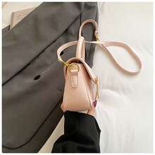 Mini Square Handbag With Gold Buckle, Elegant Top Handle Crossbody Bag For Women, Versatile Daily Purse - Pink - View 5