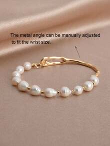 1 Pc 18K Gold Plated Natural Pearl Casual Bracelet For Women, Suitable For Daily Wear, Mother's Day, Valentine's Day, Wedding, Birthday Gift - 彩色 - 查看 5