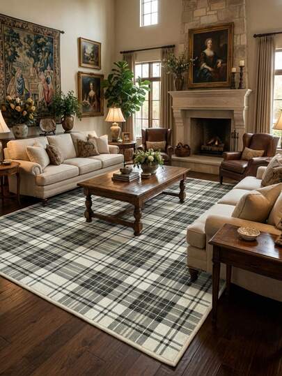 1 قطعة سجادة، بساط، بساط منطقة، حصيرة، بساط ممر، نمط كلاسيكي أمريكي مربع - خطوط ملونة بنمط هندسي بسيط، سجادة منزلية لغرفة الحمام، المطبخ، المدخل، الممر، جانب السرير، غرفة المعيشة، غرفة النوم، قابلة للغسل في الغسالة، ديكور منزلي