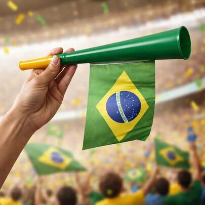 Corneta C/ Bandeira Brasil 36cm Torcedor Copa