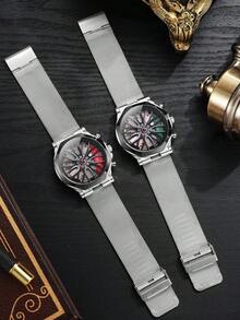 1 件机械风格男士腕表，3D 立体表盘设计，百搭街头风腕表 - 均碼 - 查看 2