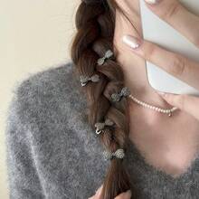 5个/套 水钻蝴蝶结发夹，迷你发卡，适合女孩，侧刘海发夹 - 彩色 - 查看 5