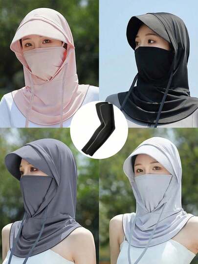 一套包含口罩、帽子、袖套和脖套，适合远足、登山、钓鱼、骑行、滑雪等户外活动。