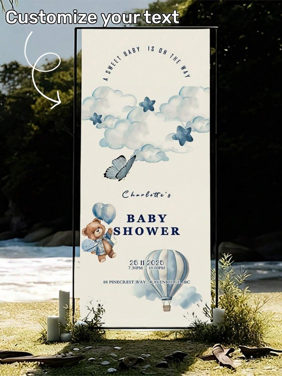 Customizable Multi-Size White Welcome Banner - Personalized Name/Date/Text, Wedding Welcome Sign, Custom Banner, Event Backdrop, Suitable For Expectant Mothers, Unique Ideal Gift For Boyfriend, Girlfriend, Dad, Family, Mom, Friends, Pets - Multicolor - View 1