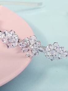 1 pezzo Fascia per capelli con fiore in zirconia cubica AAA montata a mano - Tiara da sposa ultra leggera da 29g color argento, accessorio elegante e scintillante per capelli da cerimonia, gala e eventi formali - Argento - Visualizzare 8