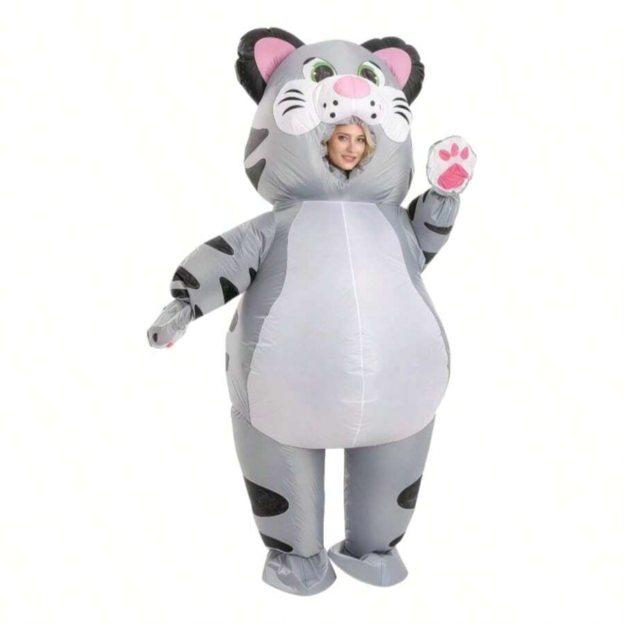 Inflatable Role-Playing Game, Featuring A Cute Gray Striped Cat, Perfect For Gatherings And Birthday Celebrations, Accommodating Players Up To 190 Cm In Height - Multicolor - View 1