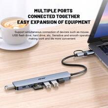 宏碁 HUB HY41-T8，8 合 1 多功能 Type-C 扩展坞，USB3.0 接口扩展，适用于台式电脑、手机、笔记本电脑，带 TF/SD 卡槽，USB-C 扩展坞 - 查看 5