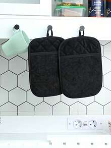 2pcs/4pcs Heat Resistant Insulation Pad, Kitchen Oven Mitt With Pocket, Baking Cooking Pot Holder Mat - View 5