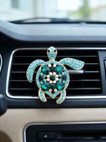 1/2/3pcs Alloy Rhinestone Colorful Gemstone Turtle Car Air Vent Clip Decor, Cute Car Interior Fragrance Clip - Multicolor - View 6