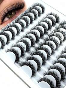 7 Pairs Of Cat-Eye False Eyelashes, Fluffy 3D Mink-Like False Eyelashes, Natural Style False Eyelashes, Strip False Eyelashes, Fluffy And Dense False Eyelashes, Resembling Lash Extensions, Charming Thin Curved False Eyelashes - Black - View 1