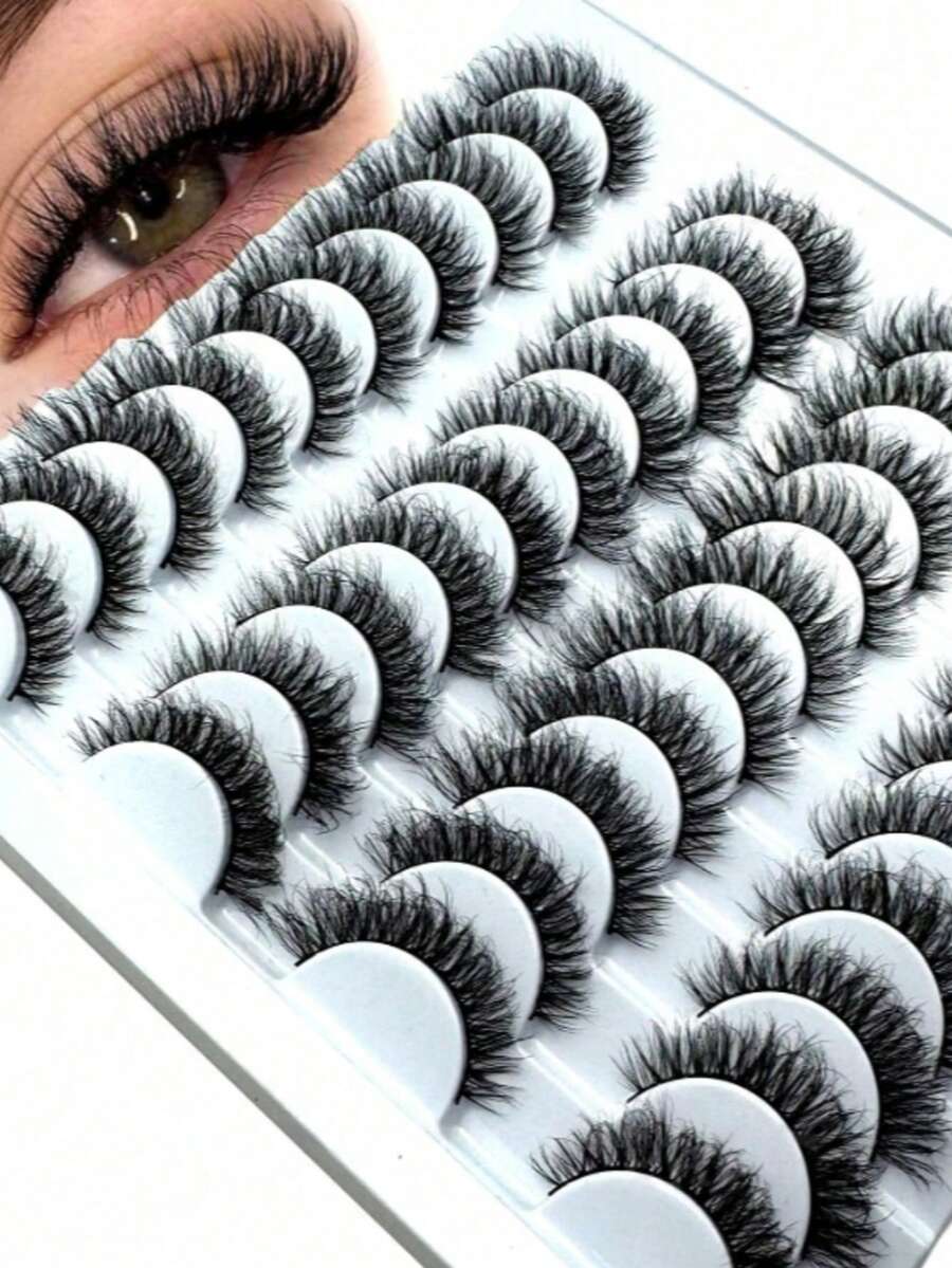 7 Pairs Of Cat-Eye False Eyelashes, Fluffy 3D Mink-Like False Eyelashes, Natural Style False Eyelashes, Strip False Eyelashes, Fluffy And Dense False Eyelashes, Resembling Lash Extensions, Charming Thin Curved False Eyelashes - Black - View 1