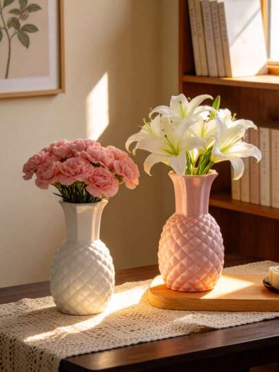 1pc Pineapple Vase, Ceramic Crafts, Fruit Vase, Creative Design, Minimalist Style, Suitable For Desktop, Hotel, Restaurant, Home, Bedroom, Wedding Decoration, Also An Excellent Gift Choice For Back To School, Commemorative, Holiday, Friends And Family
