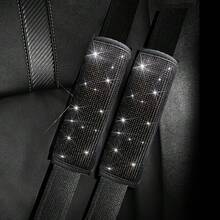 2个闪亮汽车安全带肩垫，钻石亮片安全带保护垫，适合女性和女孩，汽车装饰配件，适用于大多数轿车、卡车、SUV - A - 查看 11