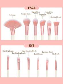 SEPROFE 12pcs Makeup Brush Set, Including Fan Contour Brush, Powder Brush, Foundation Brush, Eyeshadow Brush, Ultra-Fine Fibers Conform To Face Naturally, Professional Full Set Of Daily Makeup Tools - Beige - View 7