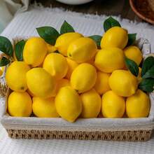 Fake Lemons Artificial Fruits With 25 Leaves Faux Yellow Lifelike Plastic Lemon Decorations Realistic Limes Fruit Decor For Home Kitchen Table Cabinet Holiday Party Photography Props - Multicolor - View 6